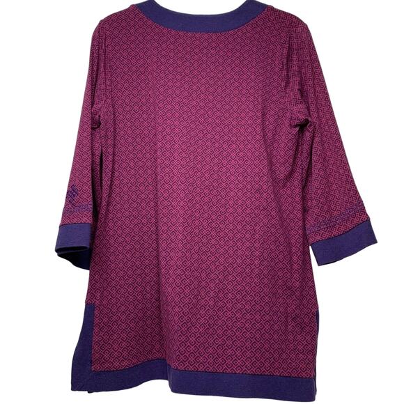 Soft Surroundings Tunic Top Womens Large Purples 3/4 Sleeve Knit Cover up - Picture 3 of 14